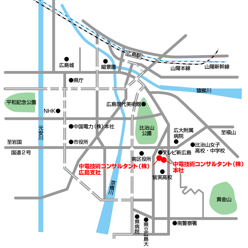 本社・広島支社地図